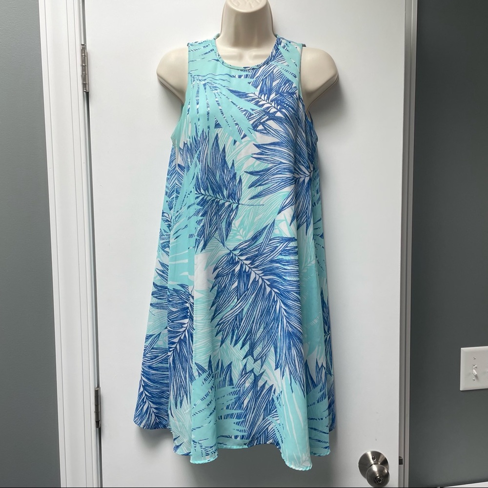 Calvin Klein Blue Chiffon Trapeze Dress Size 6